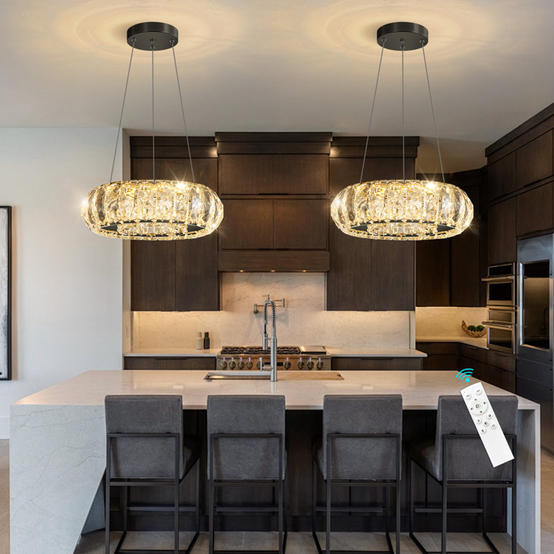 Lustre rond en cristal noir, Noir mat