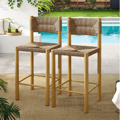 Ensemble de 2 tabourets de comptoir d'extérieur en rotin et aluminium Parkland