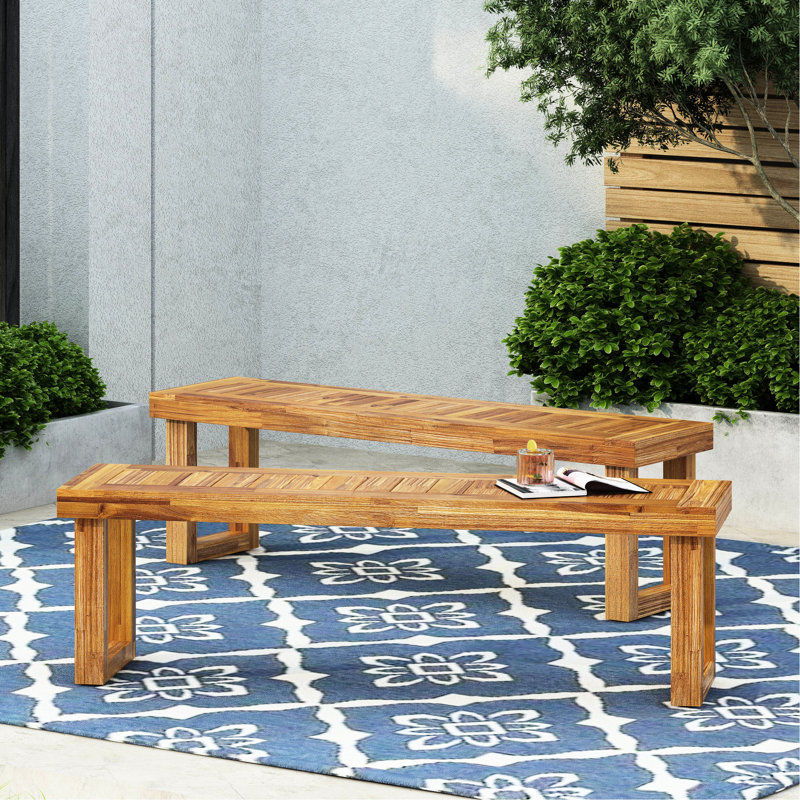Banc en bois de 2 - naturel, caractéristique naturel 2 et solide