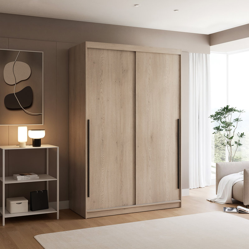 Manufactured Wood Wardrobe, 205cm H x 140cm W x 60cm D, Oak