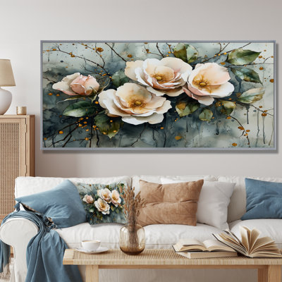Indasha, aquarelle d'épines et de fleurs II - roses, art mural