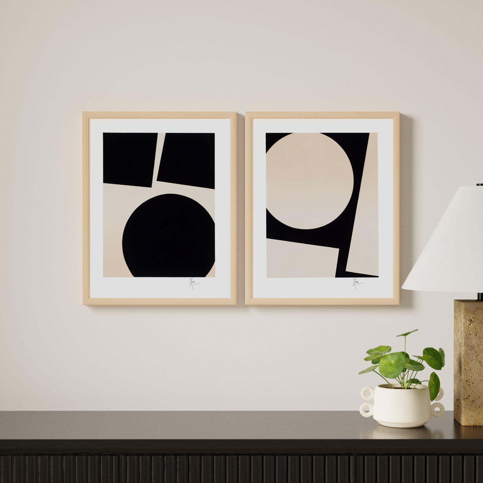 You & Me. Set Of 2 by Lee Lessem, 20" H x 16" W x 1.25" D, Brown