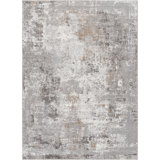 Rectangle Pyrrha Abstract Machine Woven Polyester Area Rug in Gray