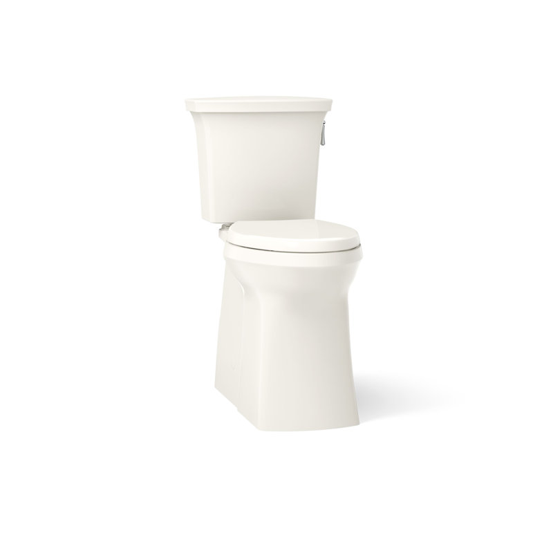 Corbelle Tall Two-Piece Elongated Toilet With Skirted Trapway 1.28 Gpf, Biscuit, Right