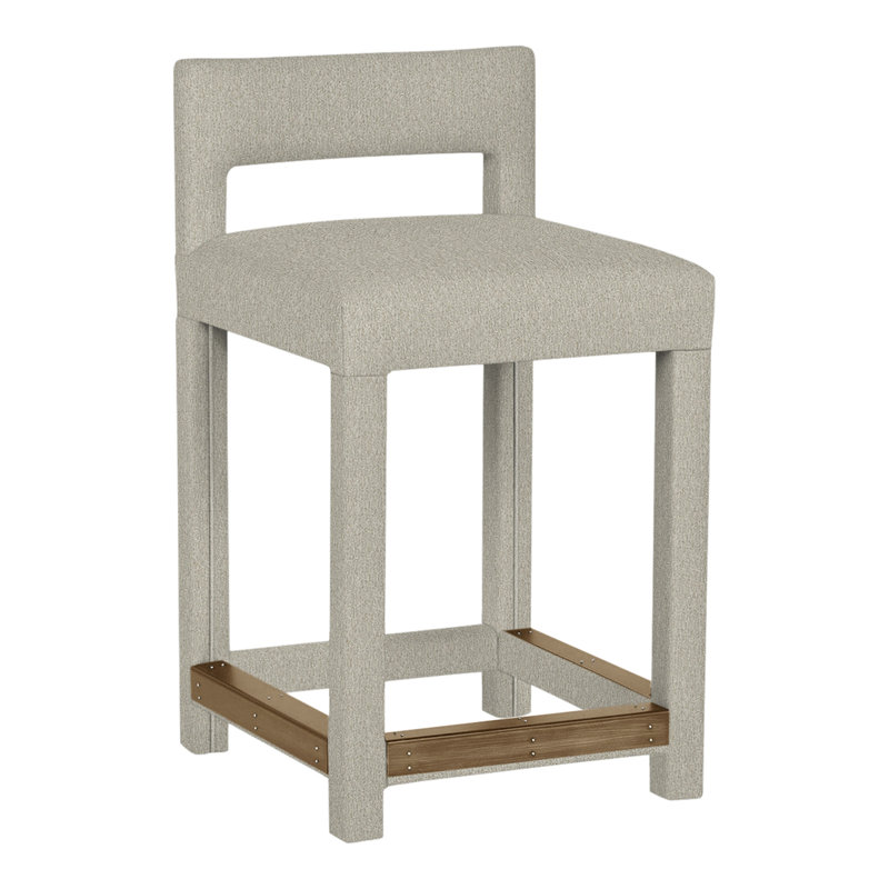 Utica By Thom Filicia Upholstered Counter Stool with Solid Wood Frame, Hampton, Fumée Ian