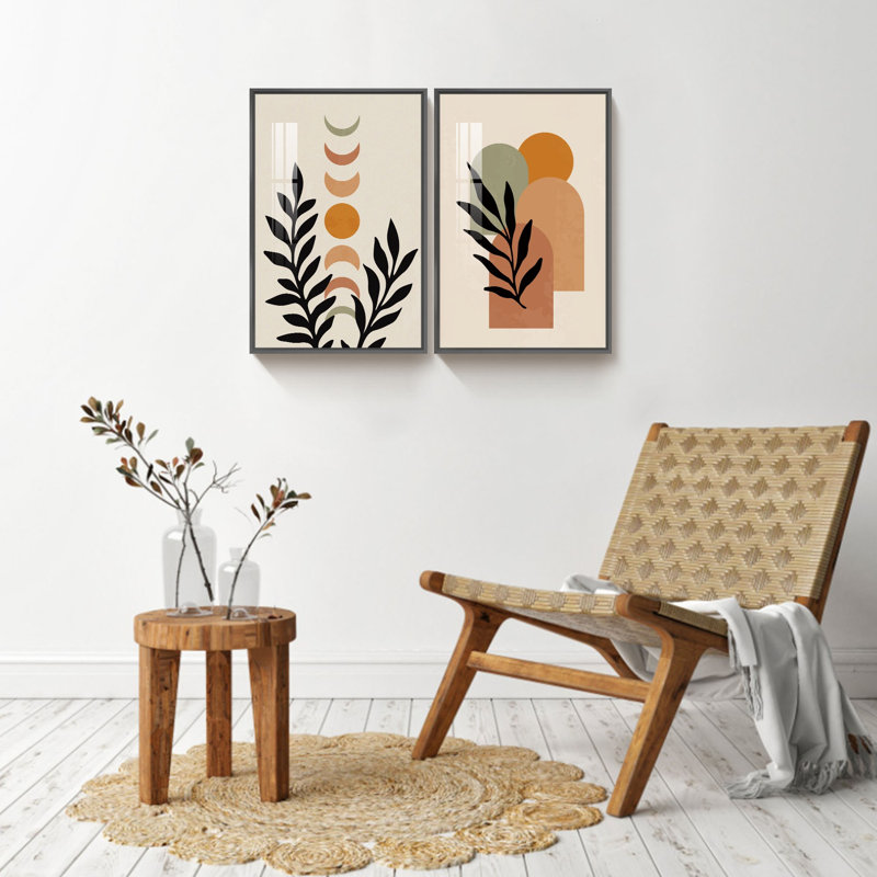 Boho Artwork, 2 pièces, Noir, H 16 po x l 24 po x P 1 po