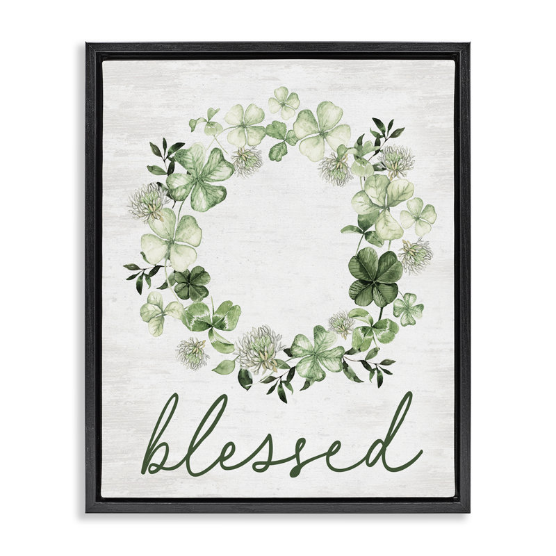 Cadre flottant «Blessed with Spring Clover», Cadre flottant noir de jais, H 21 po x l 17 po