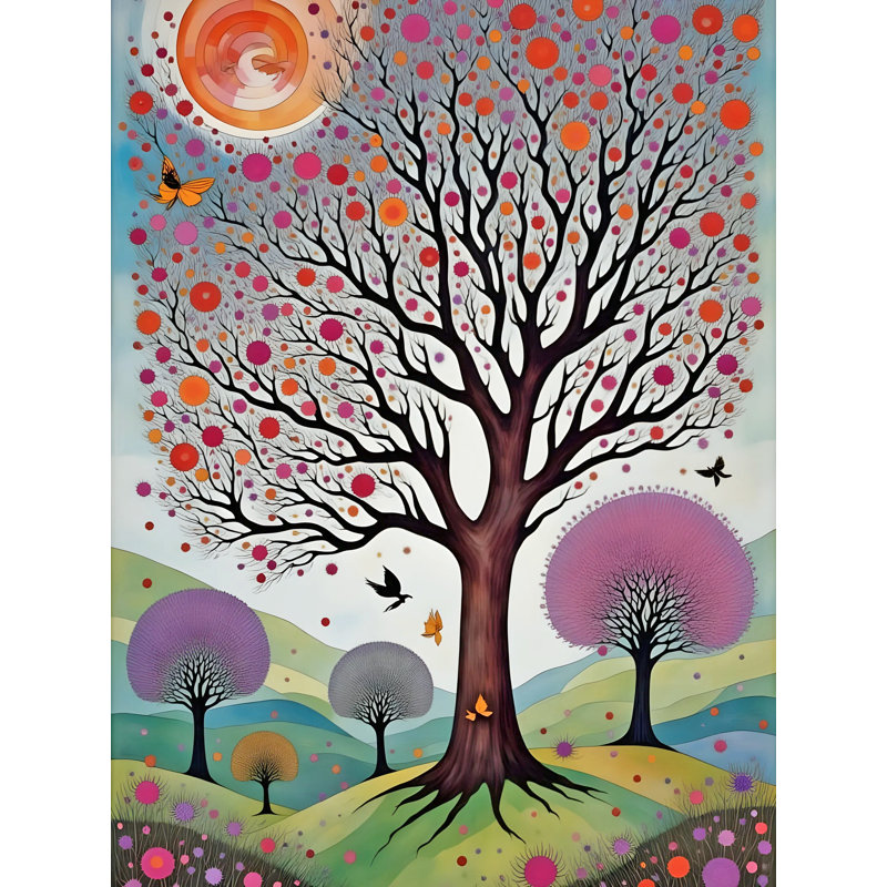 "Arbre d'harmonie" - Art abstrait sur toile Nature, H 32 po x l 24 po