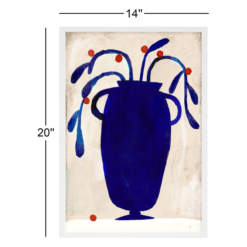 Juliane Red Berries - Peinture sur papier, H 20 po x l 14 po x P 1,25 po, Cadre blanc
