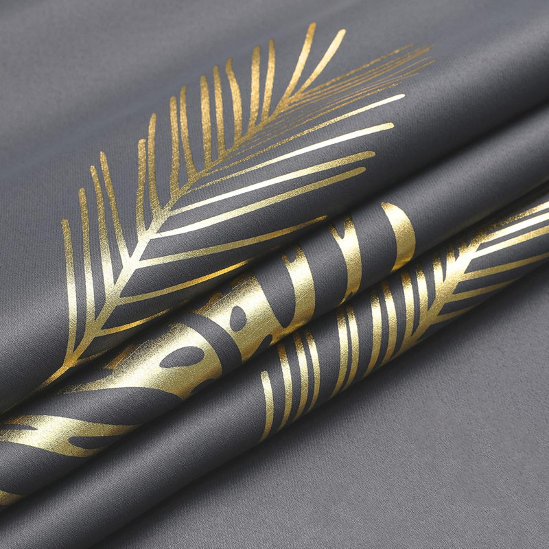Blackout Curtains 2 Panels Window Curtain Panels With Palm Tree Pattern Light Blocking Curtains For Living Room Sliding Glass Door, 52Wx108l