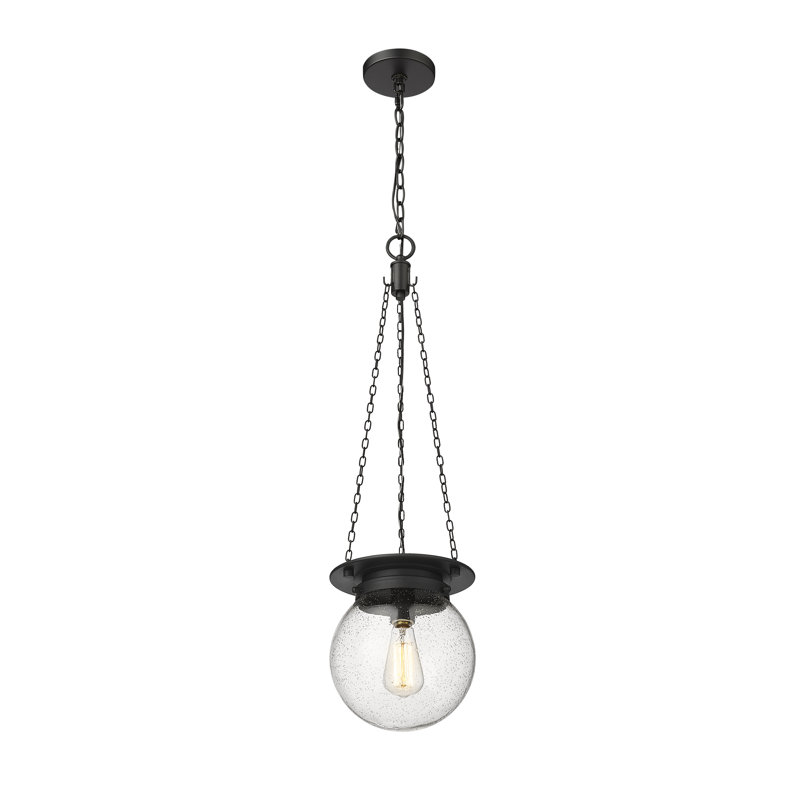 Luminaire suspendu unique à 1 lumière Zella, Noir mat, H 82,75 po x l 9 po x P 9 po, Transparent