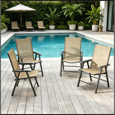 Chaises de jardin pliantes, chaises de salle à manger empilables, chaises pliantes d'extérieur, chaises de jardin (chaise 4 pièces)