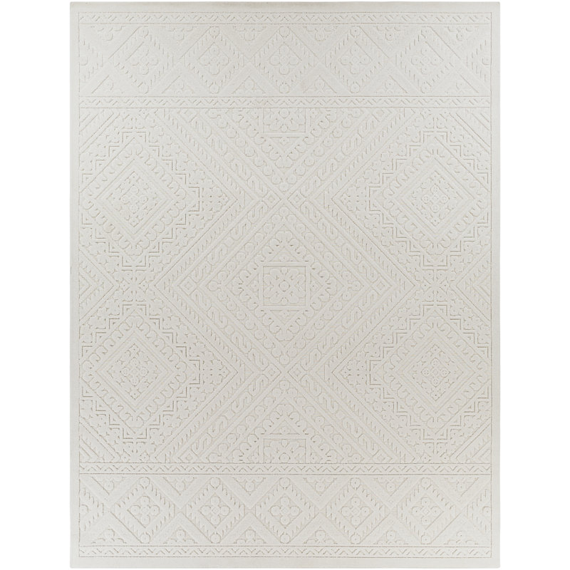 Emert Oriental Cream Indoor/Outdoor Area Rug, Rectangle 6'7" x 9'