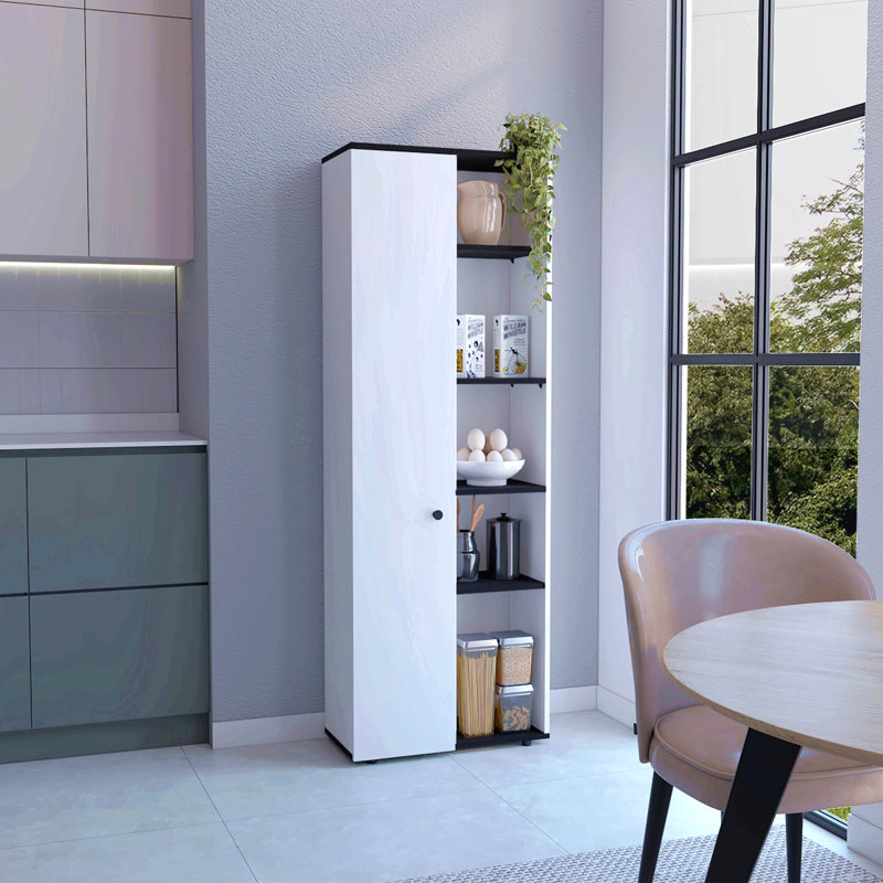 Armoire de cuisine avec cinq tablettes intérieures et extérieures, Noir