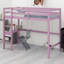 Lit mezzanine haute en bois, avec barrière de sécurité, bureau intégré, échelle-637107385