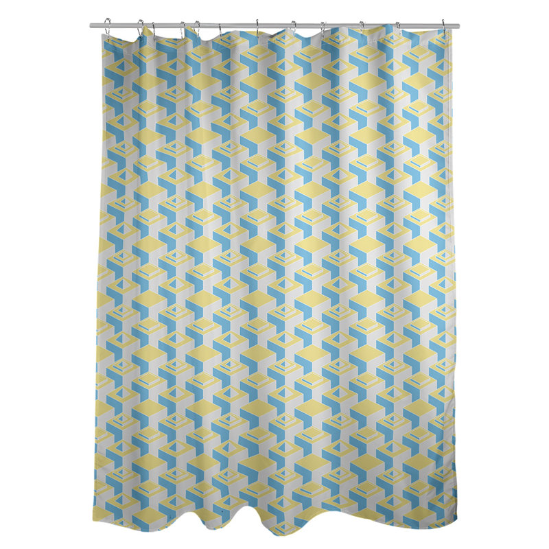 Rideau de douche simple classic skyscrapers, Bleu sarcelle/jaune
