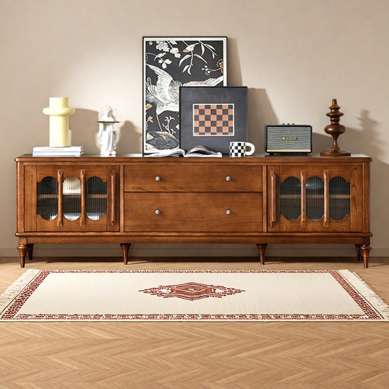 Retro Style Ash Wood TV Stand, Brown