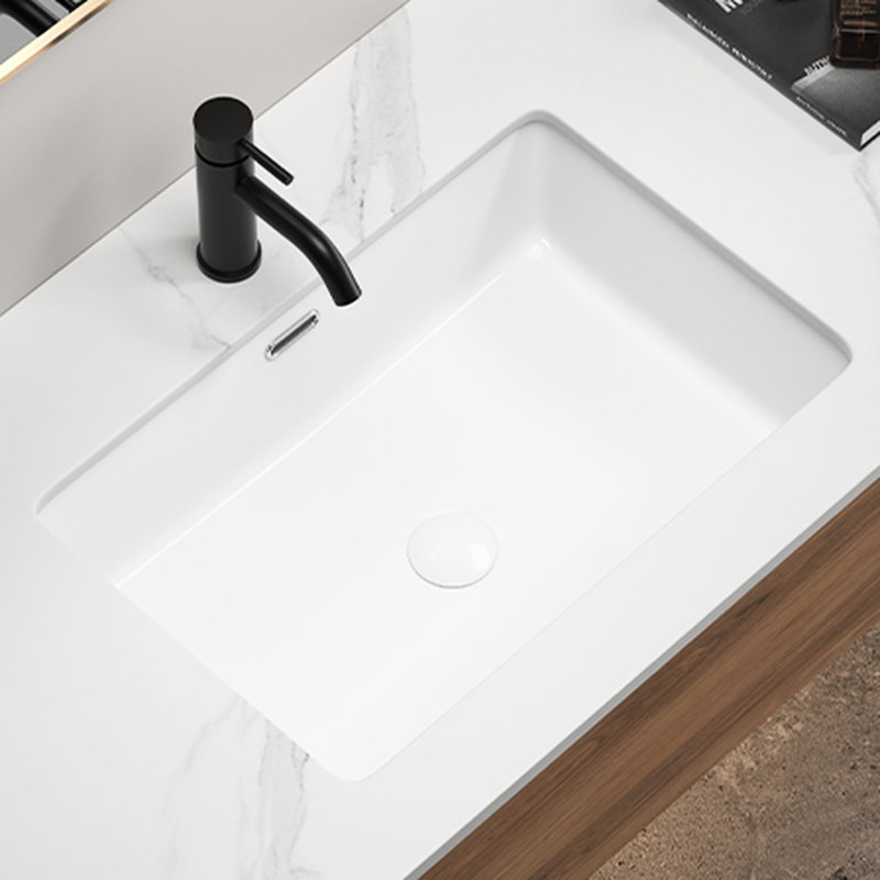24" L X 16" W White Ceramic Undermount Kitchen Sink, Single Bowl, 8-Inch Internal, Scratch & Chip , Ultra Glossy Surface For Bathroom Heat Smooth Glazed Design