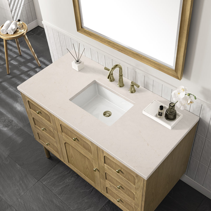 Laurent 48'' W Single Vanity, Parisien Bleu, 8" Widespread, Honey Brown