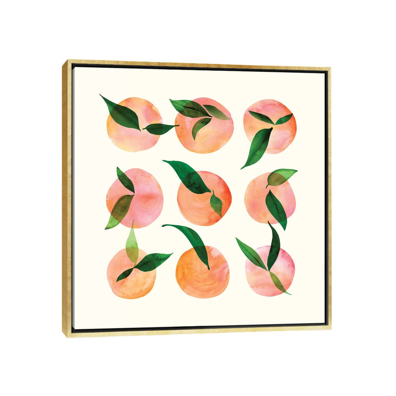 Watercolor Fruit - impression d'art graphique, H 18 po x l 18 po x 1,5 po, Toile encadrée d'or, Pas de tapis