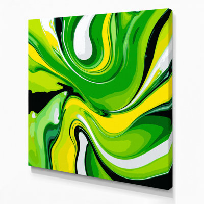 Abstrait art fluide sur toile verte 52