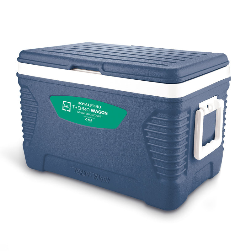 Royalford 14L Insulated Cooler Box - Hot/Cold Freezer Box with Integrated Lock Lid, Blue