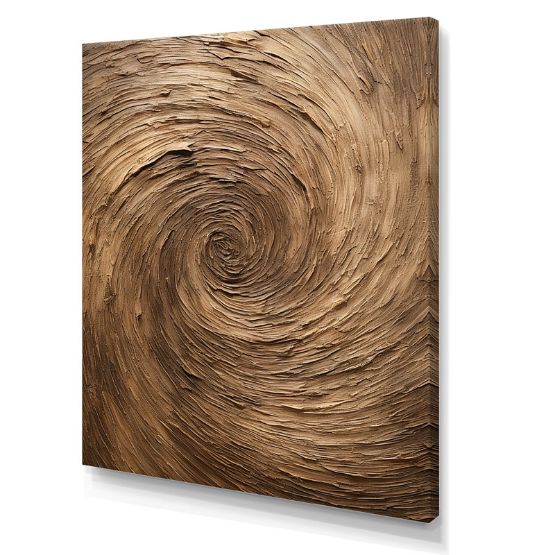 Brown Calm Current Spiral - Abstract Spirals Wall Art Living Room_106074, Wrapped Canvas, 44" H x 34" W x 1.5" D