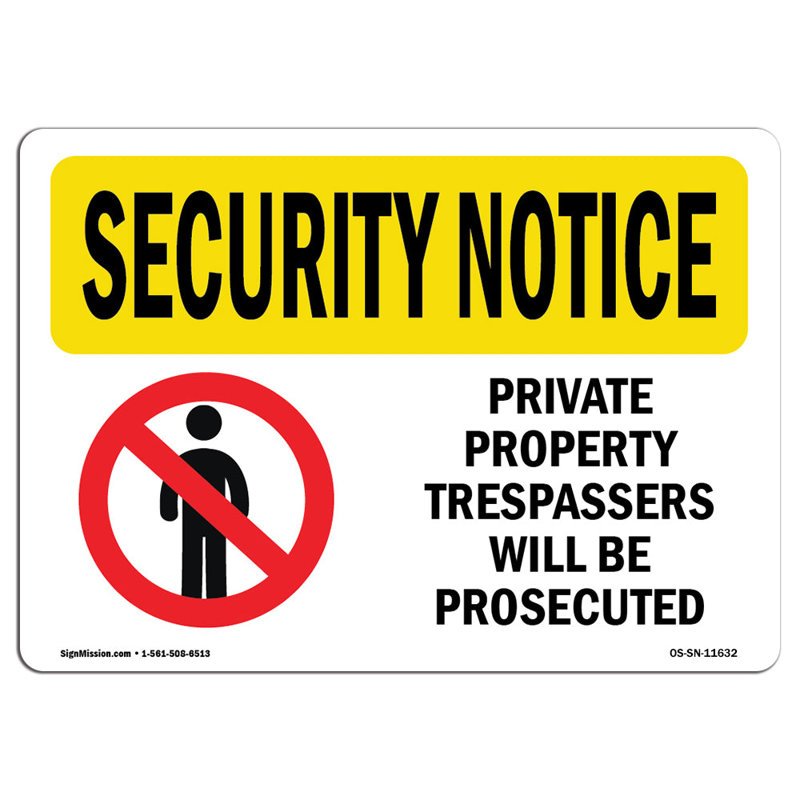 Panneau de propriété privée en aluminium 12 x 18 Trespassers, H 18 po x l 24 po x P 0,1 po