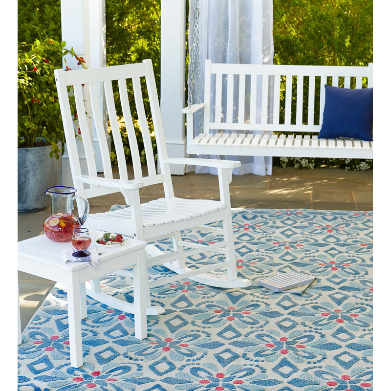 Indoor/Outdoor Slatted Wood Rocker, Black