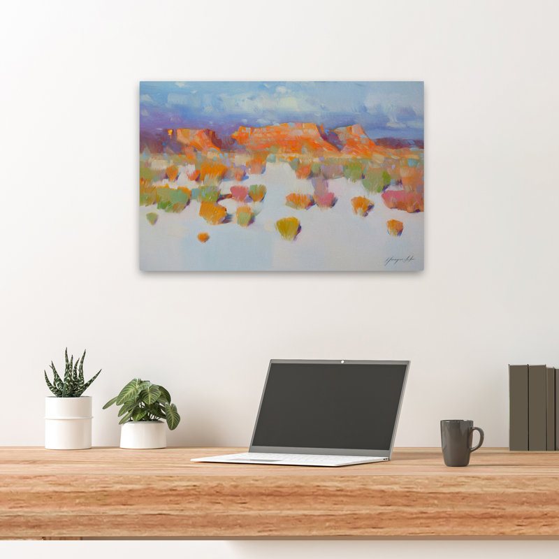 Vue de Sedona, or bleu, Arizona, rosé, art contemporain, H 24 po x l 16 po