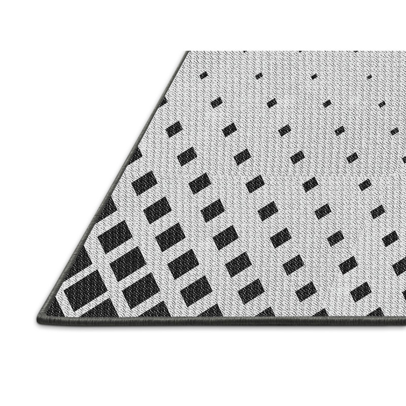 Noir géométrique/Tapis décoratif blanc, Rectangle 6 pi x 9 pi