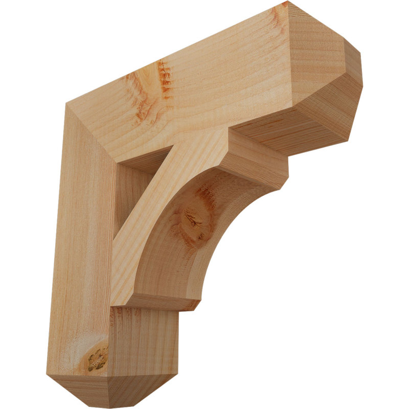 H Support en bois / corbeau, H 14 po x l 3,5 po x P 14 po, Douglas (lisse)
