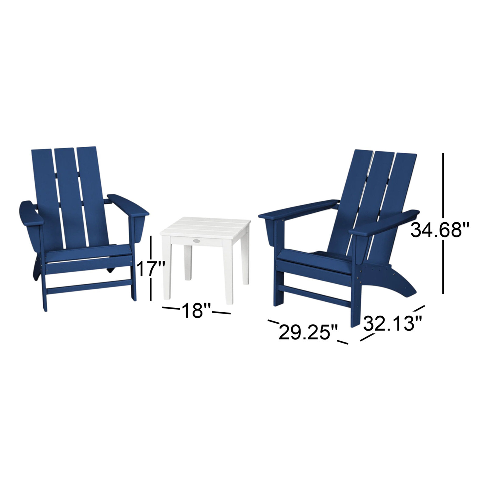 POLYWOOD® Modern Adirondack 2-Person Patio Seating Group, Navy