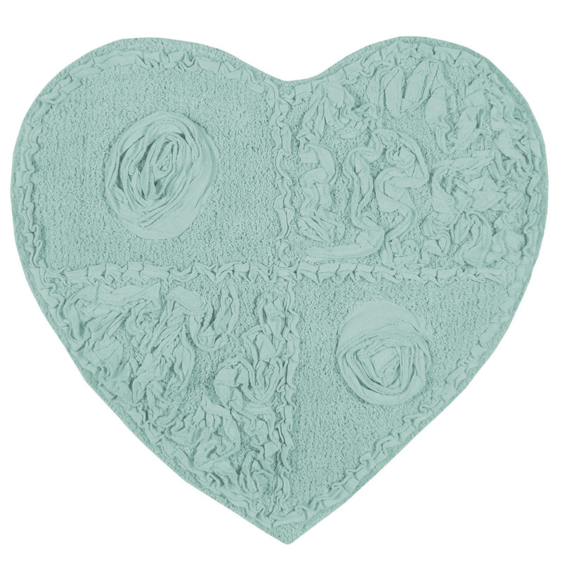 Schoenberger Heart Shape Bath Rug 25"x25", Sky Blue