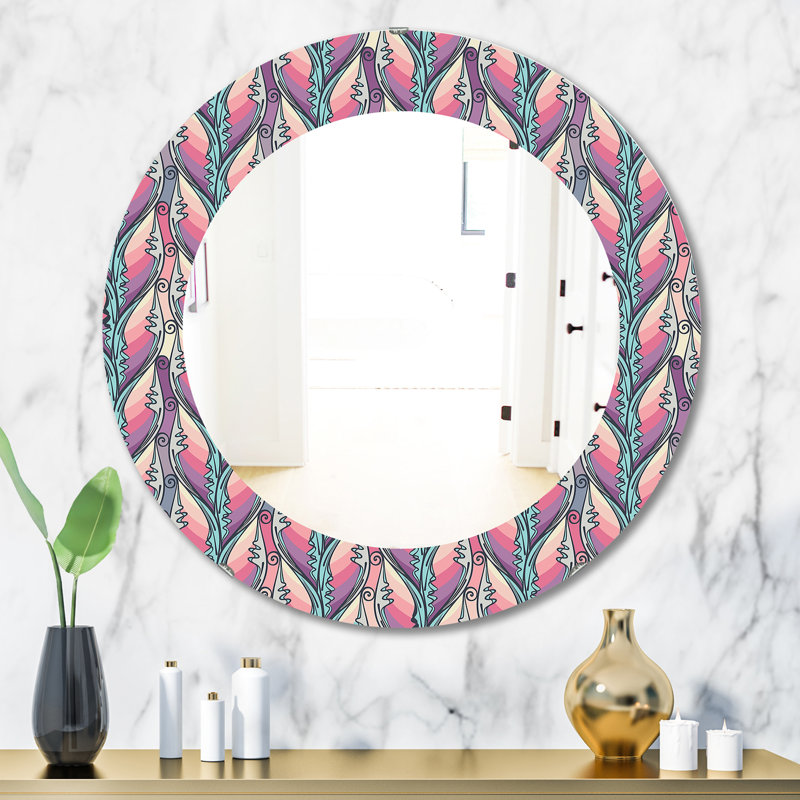 Miroir mural floral abstrait bohème et éclectique, H 31,5 po x l po