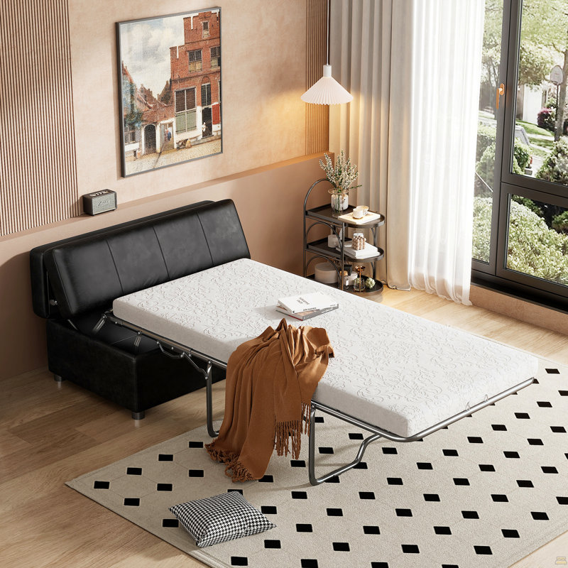 Lit simple avec repose-pieds pliant