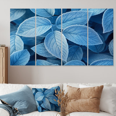 Frost Blue Leaves Tranquilty II - Blue Wall Art - Traditional Wall Art Set