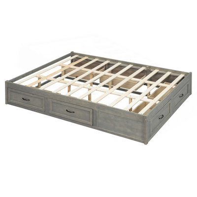 Lit plateforme avec 6 tiroirs de rangement