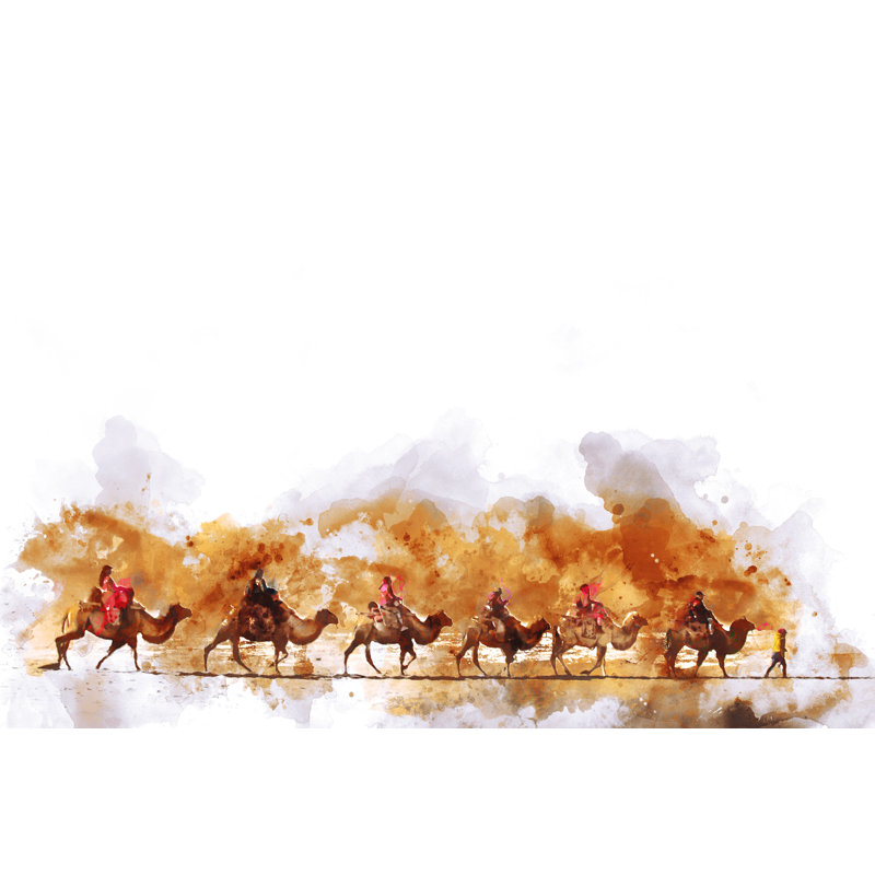 Camels And People - Wrapped Canvas Print, 51cm H x 76cm W x 3.8cm D
