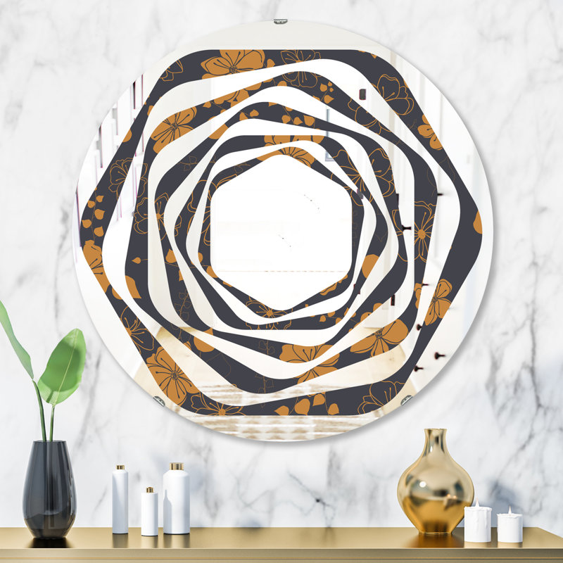 Miroir mural Whirl, H 31,5 po x l po, Coquelicots tournés à la main Whirl