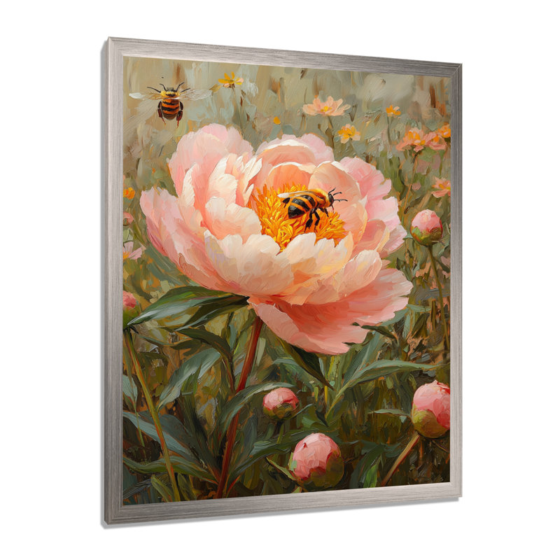 Belsize - salon d'art mural floral, H 40 po x l 30 po, Reproduction encadrée d'une seule photo, Argent argent