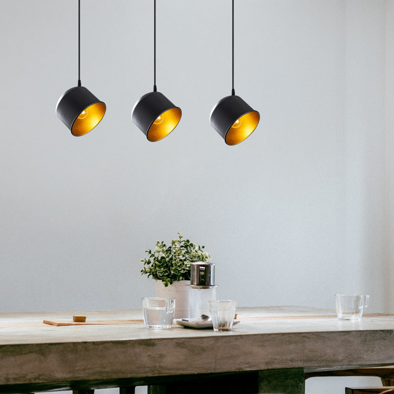 Luminaire suspendu tambour pour îlot de cuisine à 3 lumières Excalibur