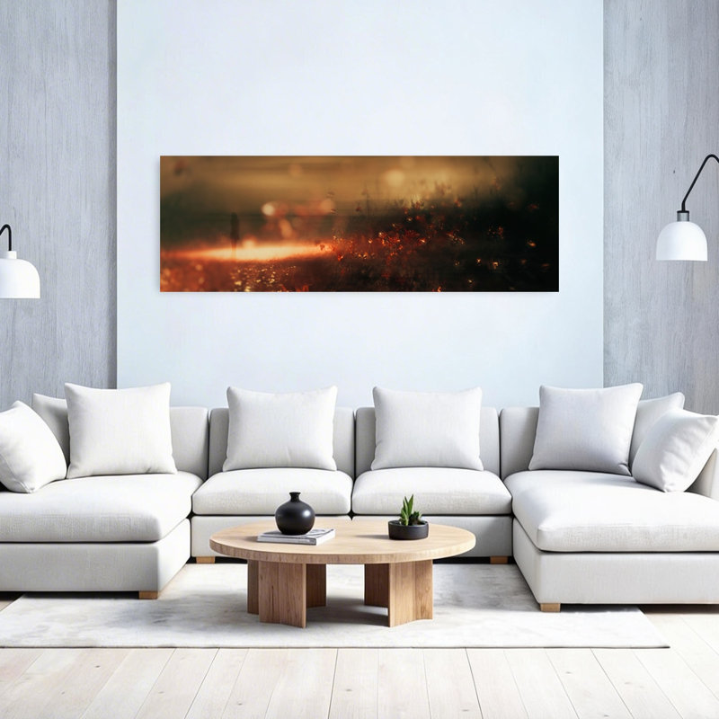 «Ethereal Field Glow Dreamy Ethereal Abstract Autumn Landscape Art», art mural, H 20 po x l 60 po