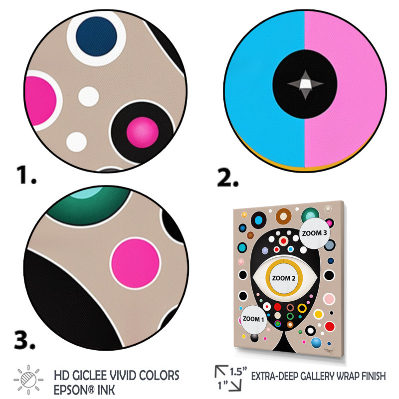 «Eye of Consciousness Retro Illustration I», reproduction sur toile, H 40 po x l 30 po x P 1,5 po, Cadre simple argenté
