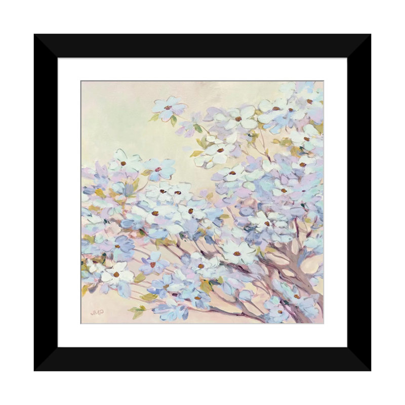 «Spring Dogwood I», reproduction d'art sur toile tendue, H 24 po x l 24 po x P 1 po, Papier d'art encadré noir, Blanc