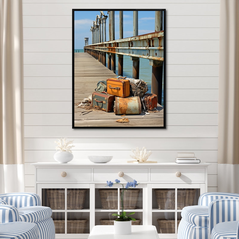 Pier Weathered Memories IV " Pier Weathered Memories IV ", 40" H x 30" W x 1.5" D, Black Floater Framed