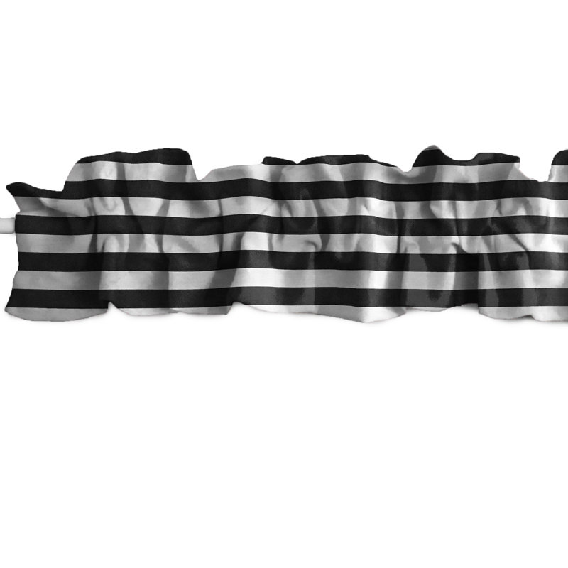 Cantonnière à demi-pouce à rayures, L 144 po x L 9 po, Noir / blanc