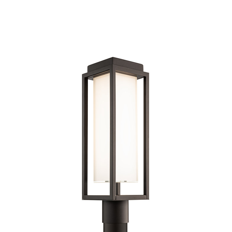 Framed Dimmable LED Outdoor Post Light, 3000K Color Temperature, Bronze