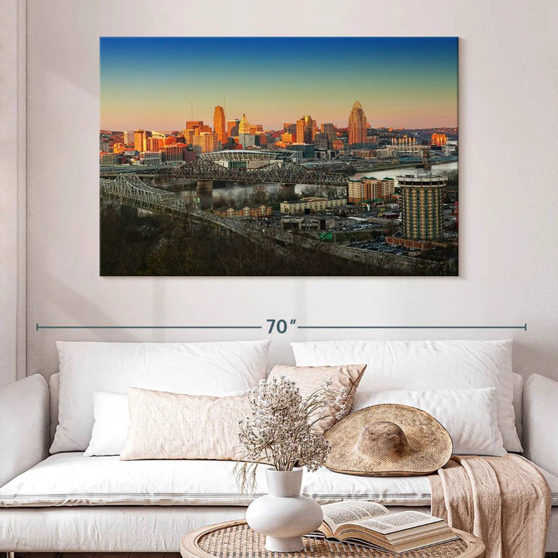 Hannes Cincinnati Sunset Skyline, 34" H x 51" W