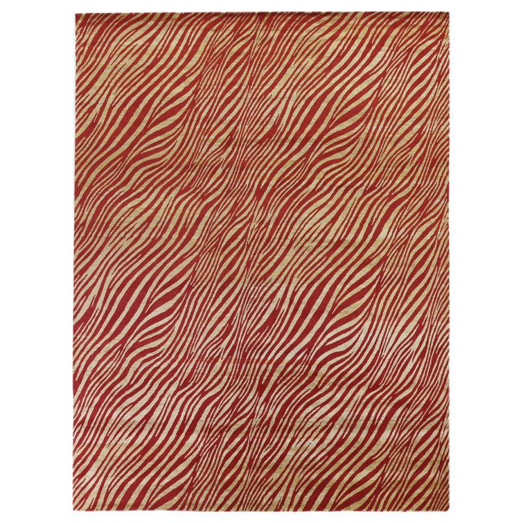 Wilderness Abstract Area Rug in Red/Beige